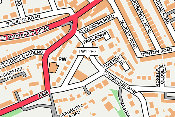 TW1 2PG map - OS OpenMap – Local (Ordnance Survey) TW1 2PG map - OS OpenMap – Local (Ordnance Survey)
