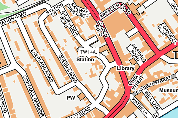 TW1 4AJ map - OS OpenMap – Local (Ordnance Survey)