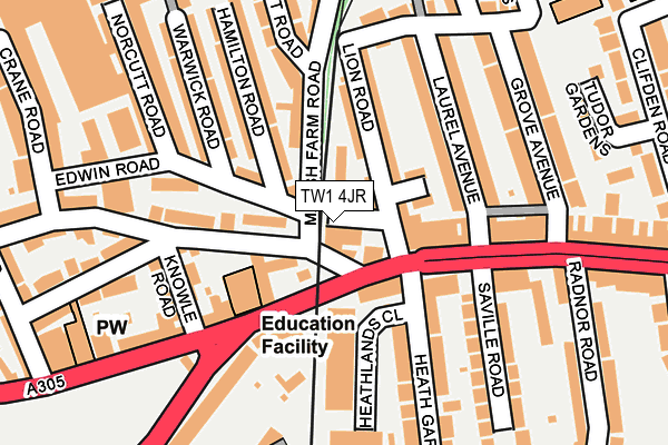 TW1 4JR map - OS OpenMap – Local (Ordnance Survey) TW1 4JR map - OS OpenMap – Local (Ordnance Survey)