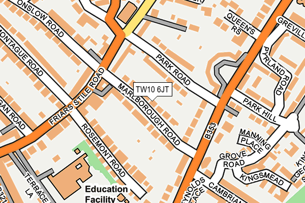 TW10 6JT map - OS OpenMap – Local (Ordnance Survey) TW10 6JT map - OS OpenMap – Local (Ordnance Survey)