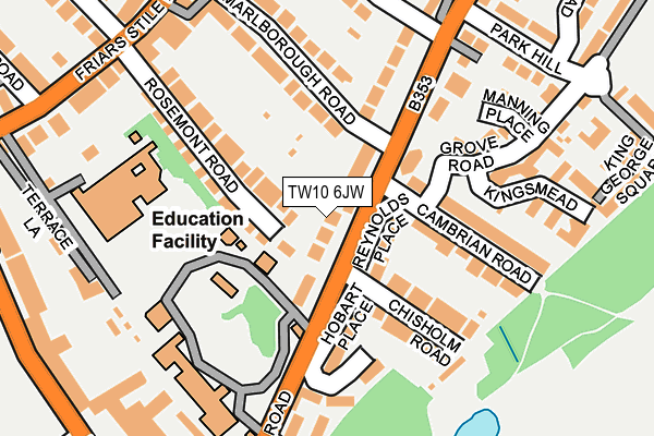 TW10 6JW map - OS OpenMap – Local (Ordnance Survey) TW10 6JW map - OS OpenMap – Local (Ordnance Survey)