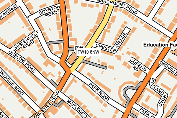 TW10 6NW map - OS OpenMap – Local (Ordnance Survey) TW10 6NW map - OS OpenMap – Local (Ordnance Survey)