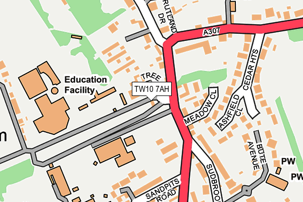 TW10 7AH map - OS OpenMap – Local (Ordnance Survey) TW10 7AH map - OS OpenMap – Local (Ordnance Survey)