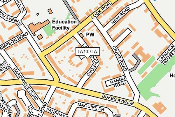 TW10 7LW map - OS OpenMap – Local (Ordnance Survey) TW10 7LW map - OS OpenMap – Local (Ordnance Survey)