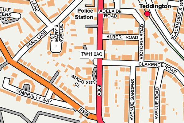 TW11 0AQ map - OS OpenMap – Local (Ordnance Survey) TW11 0AQ map - OS OpenMap – Local (Ordnance Survey)