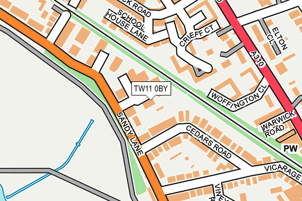 TW11 0BY map - OS OpenMap – Local (Ordnance Survey) TW11 0BY map - OS OpenMap – Local (Ordnance Survey)