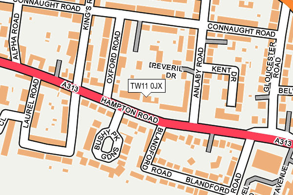 TW11 0JX map - OS OpenMap – Local (Ordnance Survey) TW11 0JX map - OS OpenMap – Local (Ordnance Survey)