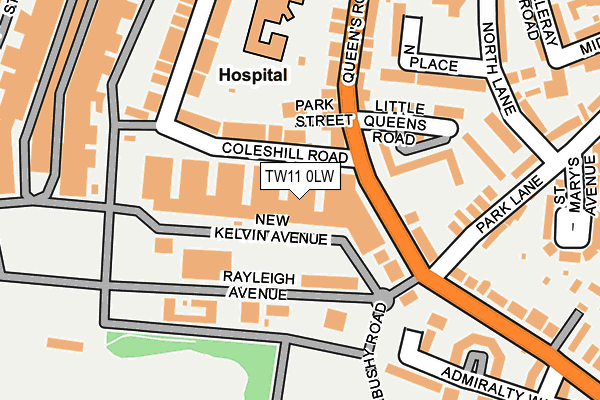 TW11 0LW map - OS OpenMap – Local (Ordnance Survey) TW11 0LW map - OS OpenMap – Local (Ordnance Survey)