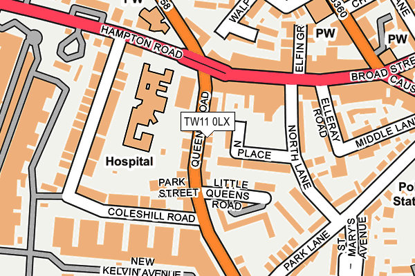 TW11 0LX map - OS OpenMap – Local (Ordnance Survey) TW11 0LX map - OS OpenMap – Local (Ordnance Survey)