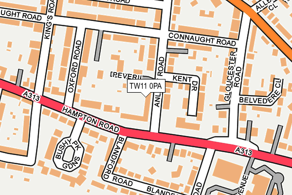 TW11 0PA map - OS OpenMap – Local (Ordnance Survey) TW11 0PA map - OS OpenMap – Local (Ordnance Survey)