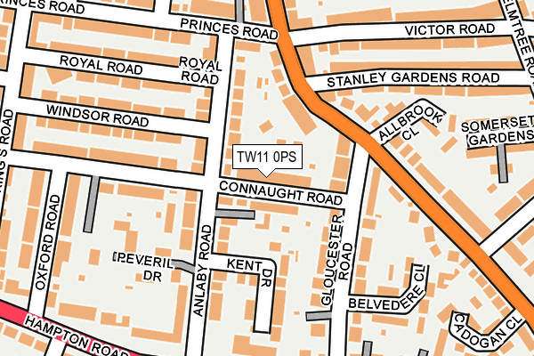 TW11 0PS map - OS OpenMap – Local (Ordnance Survey) TW11 0PS map - OS OpenMap – Local (Ordnance Survey)