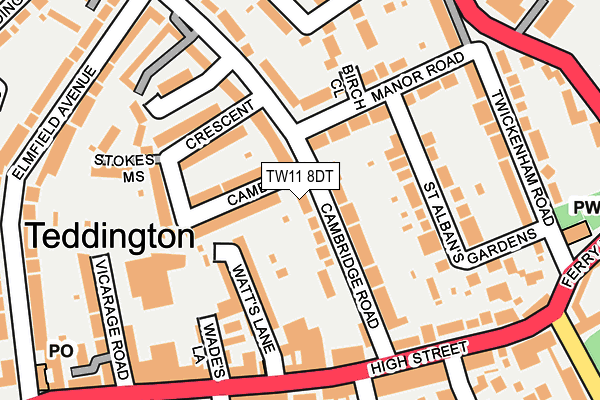TW11 8DT map - OS OpenMap – Local (Ordnance Survey) TW11 8DT map - OS OpenMap – Local (Ordnance Survey)