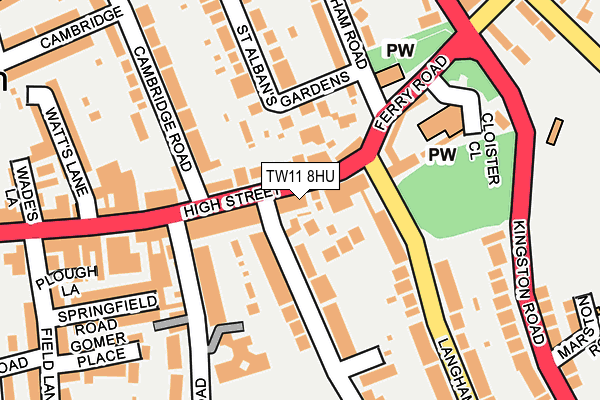 TW11 8HU map - OS OpenMap – Local (Ordnance Survey) TW11 8HU map - OS OpenMap – Local (Ordnance Survey)