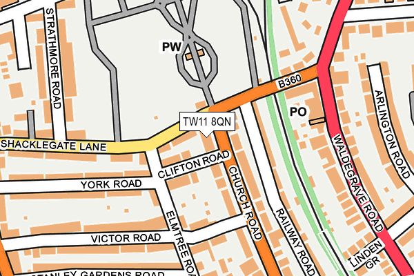 TW11 8QN map - OS OpenMap – Local (Ordnance Survey) TW11 8QN map - OS OpenMap – Local (Ordnance Survey)