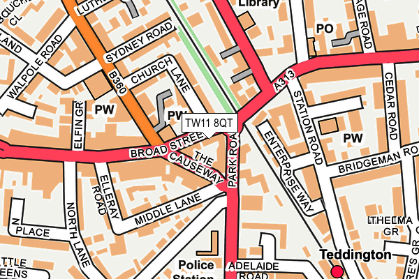 TW11 8QT map - OS OpenMap – Local (Ordnance Survey) TW11 8QT map - OS OpenMap – Local (Ordnance Survey)