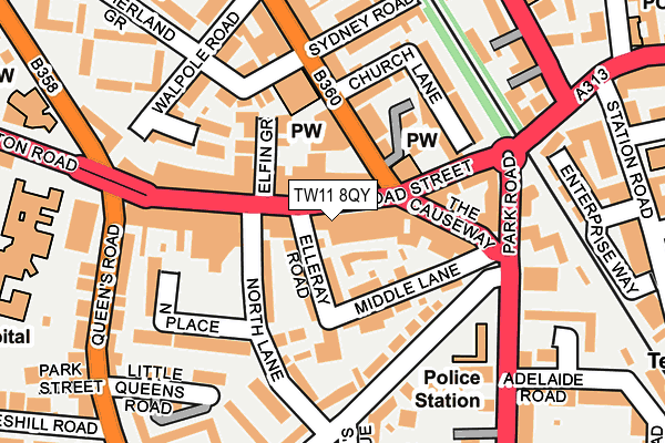 TW11 8QY map - OS OpenMap – Local (Ordnance Survey)