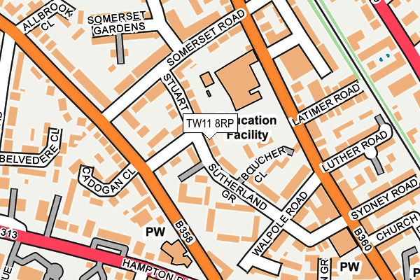TW11 8RP map - OS OpenMap – Local (Ordnance Survey) TW11 8RP map - OS OpenMap – Local (Ordnance Survey)