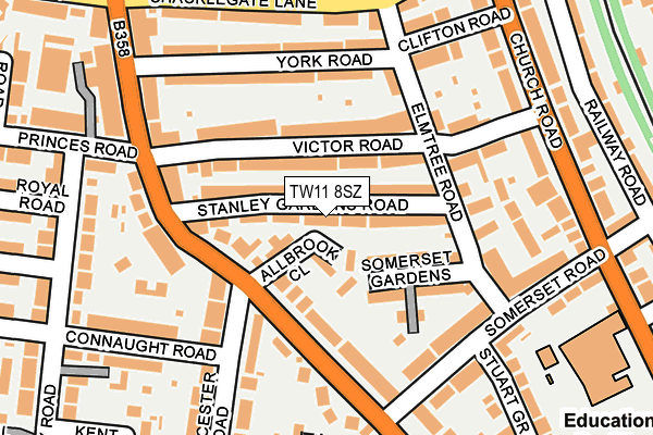 TW11 8SZ map - OS OpenMap – Local (Ordnance Survey)