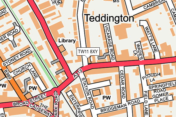 TW11 8XY map - OS OpenMap – Local (Ordnance Survey)