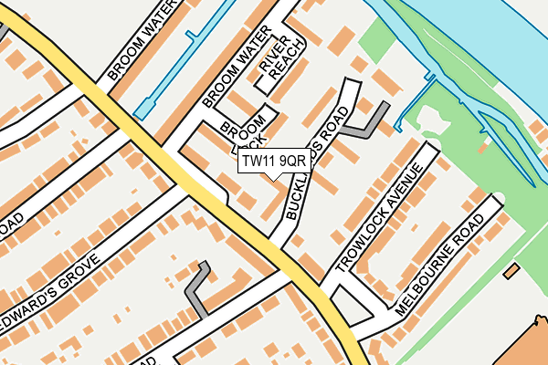 TW11 9QR map - OS OpenMap – Local (Ordnance Survey) TW11 9QR map - OS OpenMap – Local (Ordnance Survey)
