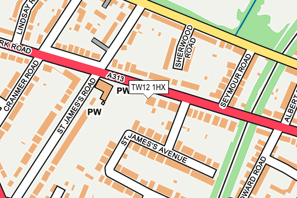 TW12 1HX map - OS OpenMap – Local (Ordnance Survey) TW12 1HX map - OS OpenMap – Local (Ordnance Survey)