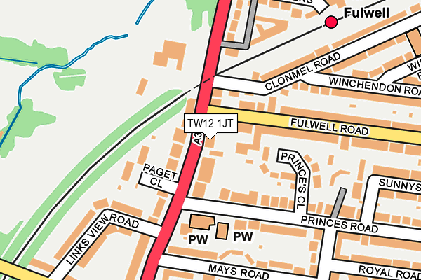 TW12 1JT map - OS OpenMap – Local (Ordnance Survey) TW12 1JT map - OS OpenMap – Local (Ordnance Survey)