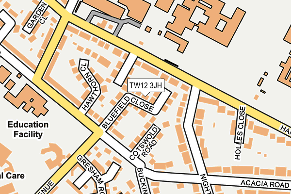 TW12 3JH map - OS OpenMap – Local (Ordnance Survey) TW12 3JH map - OS OpenMap – Local (Ordnance Survey)