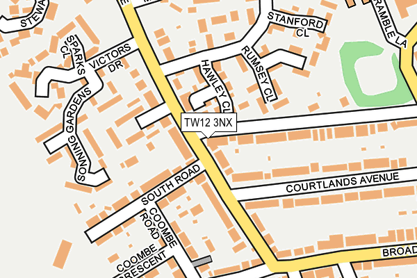 TW12 3NX map - OS OpenMap – Local (Ordnance Survey) TW12 3NX map - OS OpenMap – Local (Ordnance Survey)
