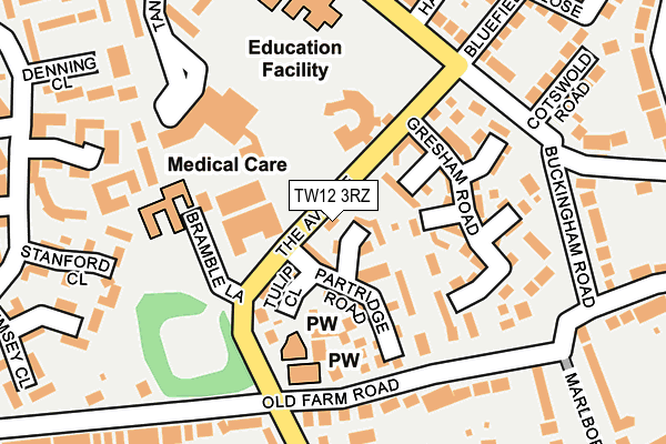 TW12 3RZ map - OS OpenMap – Local (Ordnance Survey) TW12 3RZ map - OS OpenMap – Local (Ordnance Survey)