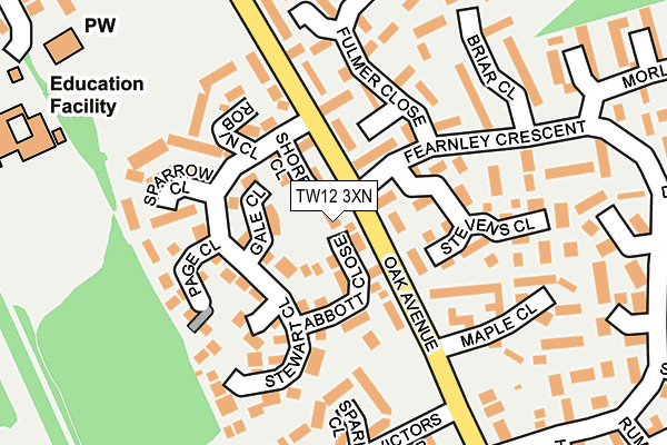 TW12 3XN map - OS OpenMap – Local (Ordnance Survey) TW12 3XN map - OS OpenMap – Local (Ordnance Survey)