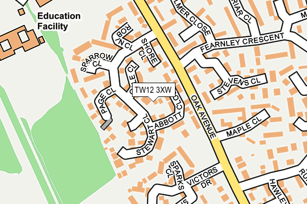 TW12 3XW map - OS OpenMap – Local (Ordnance Survey) TW12 3XW map - OS OpenMap – Local (Ordnance Survey)