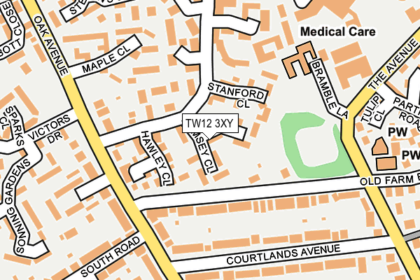 TW12 3XY map - OS OpenMap – Local (Ordnance Survey) TW12 3XY map - OS OpenMap – Local (Ordnance Survey)