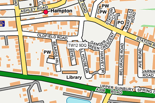 TW12 9DQ map - OS OpenMap – Local (Ordnance Survey) TW12 9DQ map - OS OpenMap – Local (Ordnance Survey)