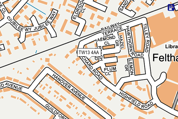 TW13 4AA map - OS OpenMap – Local (Ordnance Survey) TW13 4AA map - OS OpenMap – Local (Ordnance Survey)