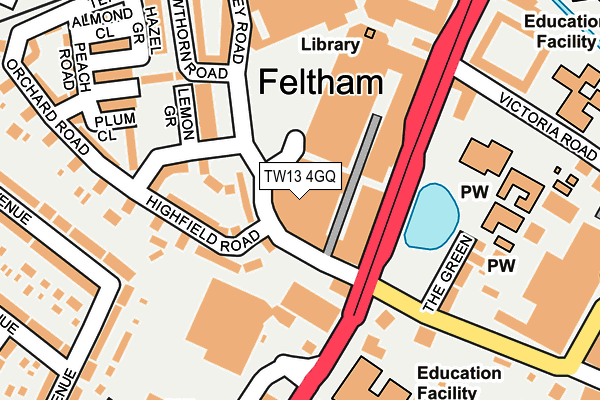 TW13 4GQ map - OS OpenMap – Local (Ordnance Survey) TW13 4GQ map - OS OpenMap – Local (Ordnance Survey)