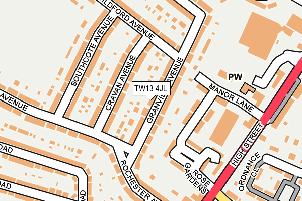 TW13 4JL map - OS OpenMap – Local (Ordnance Survey) TW13 4JL map - OS OpenMap – Local (Ordnance Survey)