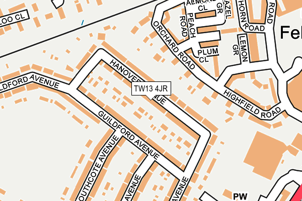 TW13 4JR map - OS OpenMap – Local (Ordnance Survey) TW13 4JR map - OS OpenMap – Local (Ordnance Survey)