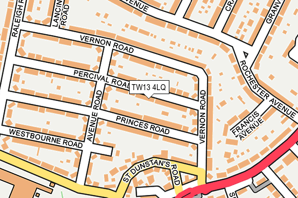TW13 4LQ map - OS OpenMap – Local (Ordnance Survey) TW13 4LQ map - OS OpenMap – Local (Ordnance Survey)