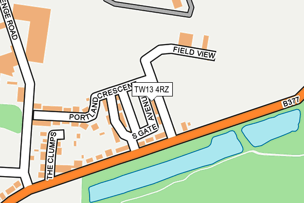 TW13 4RZ map - OS OpenMap – Local (Ordnance Survey)