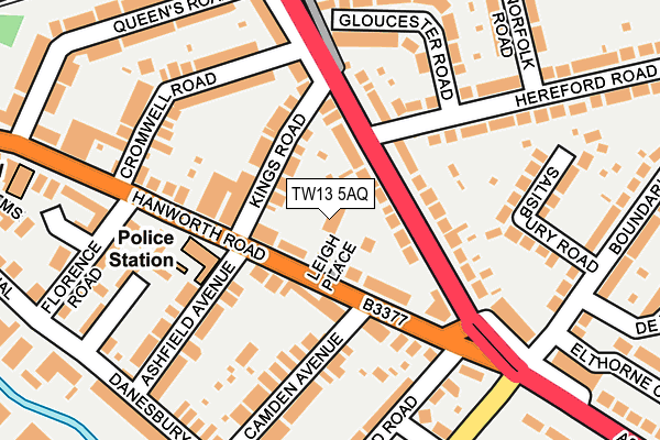 TW13 5AQ map - OS OpenMap – Local (Ordnance Survey) TW13 5AQ map - OS OpenMap – Local (Ordnance Survey)