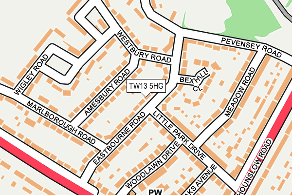 TW13 5HG map - OS OpenMap – Local (Ordnance Survey) TW13 5HG map - OS OpenMap – Local (Ordnance Survey)