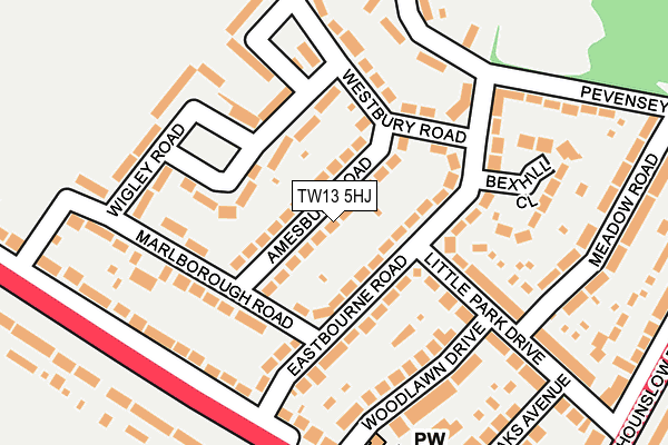 TW13 5HJ map - OS OpenMap – Local (Ordnance Survey) TW13 5HJ map - OS OpenMap – Local (Ordnance Survey)