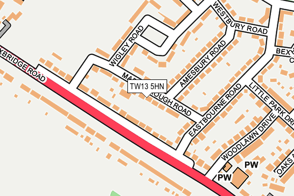 TW13 5HN map - OS OpenMap – Local (Ordnance Survey) TW13 5HN map - OS OpenMap – Local (Ordnance Survey)