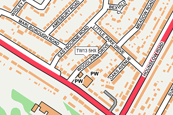 TW13 5HX map - OS OpenMap – Local (Ordnance Survey) TW13 5HX map - OS OpenMap – Local (Ordnance Survey)