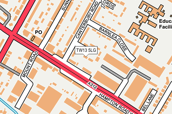 TW13 5LG map - OS OpenMap – Local (Ordnance Survey) TW13 5LG map - OS OpenMap – Local (Ordnance Survey)