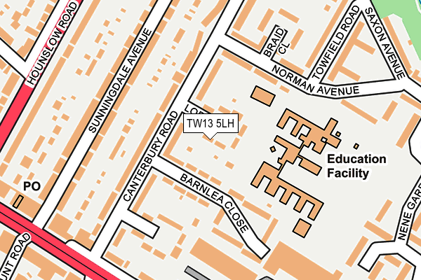 TW13 5LH map - OS OpenMap – Local (Ordnance Survey) TW13 5LH map - OS OpenMap – Local (Ordnance Survey)