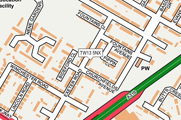 TW13 5NX map - OS OpenMap – Local (Ordnance Survey) TW13 5NX map - OS OpenMap – Local (Ordnance Survey)