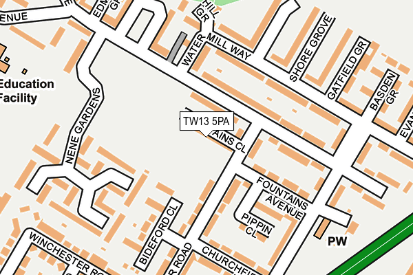 TW13 5PA map - OS OpenMap – Local (Ordnance Survey) TW13 5PA map - OS OpenMap – Local (Ordnance Survey)