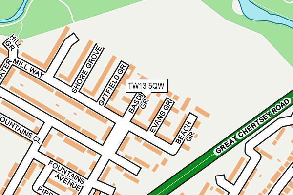 TW13 5QW map - OS OpenMap – Local (Ordnance Survey) TW13 5QW map - OS OpenMap – Local (Ordnance Survey)