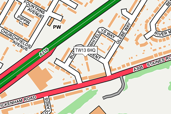 TW13 6HQ map - OS OpenMap – Local (Ordnance Survey)